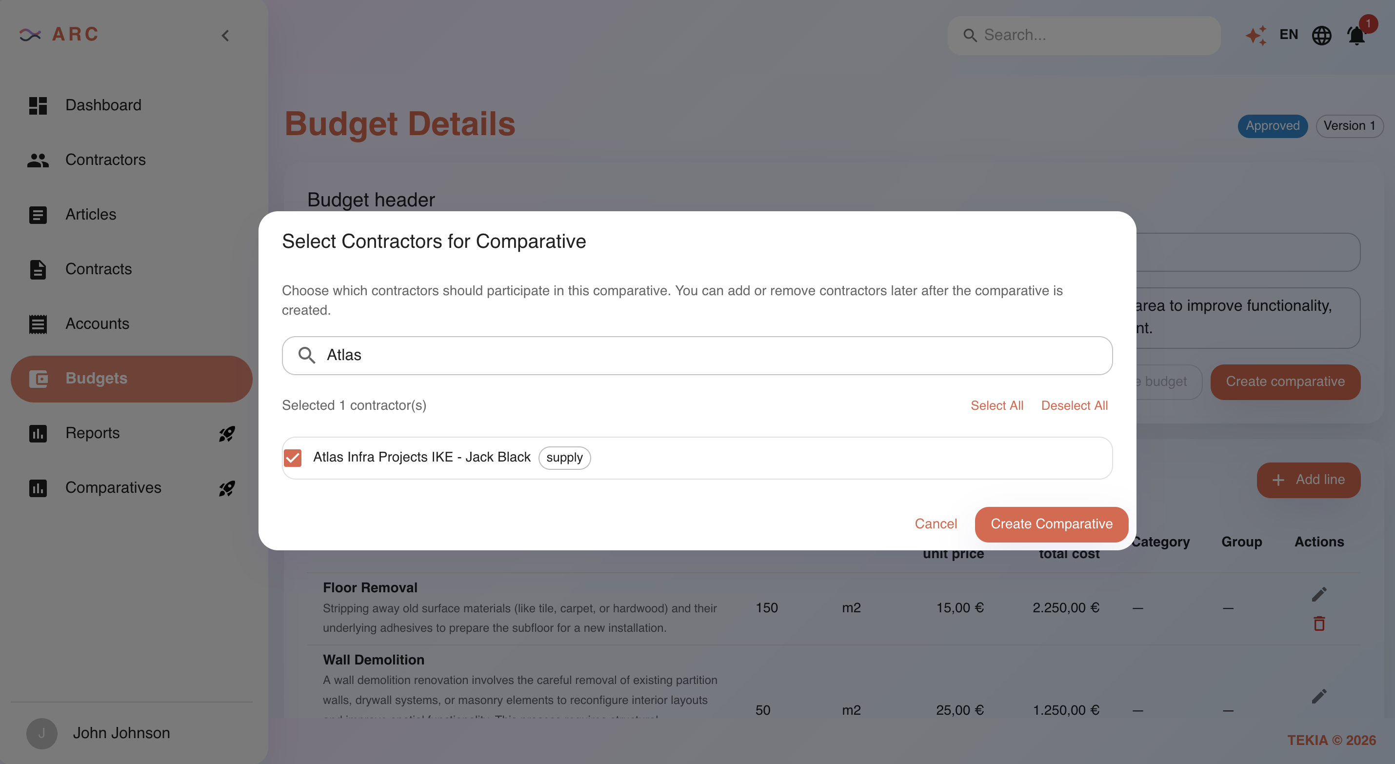 ARC workflow από budgets σε comparative analysis με structured review